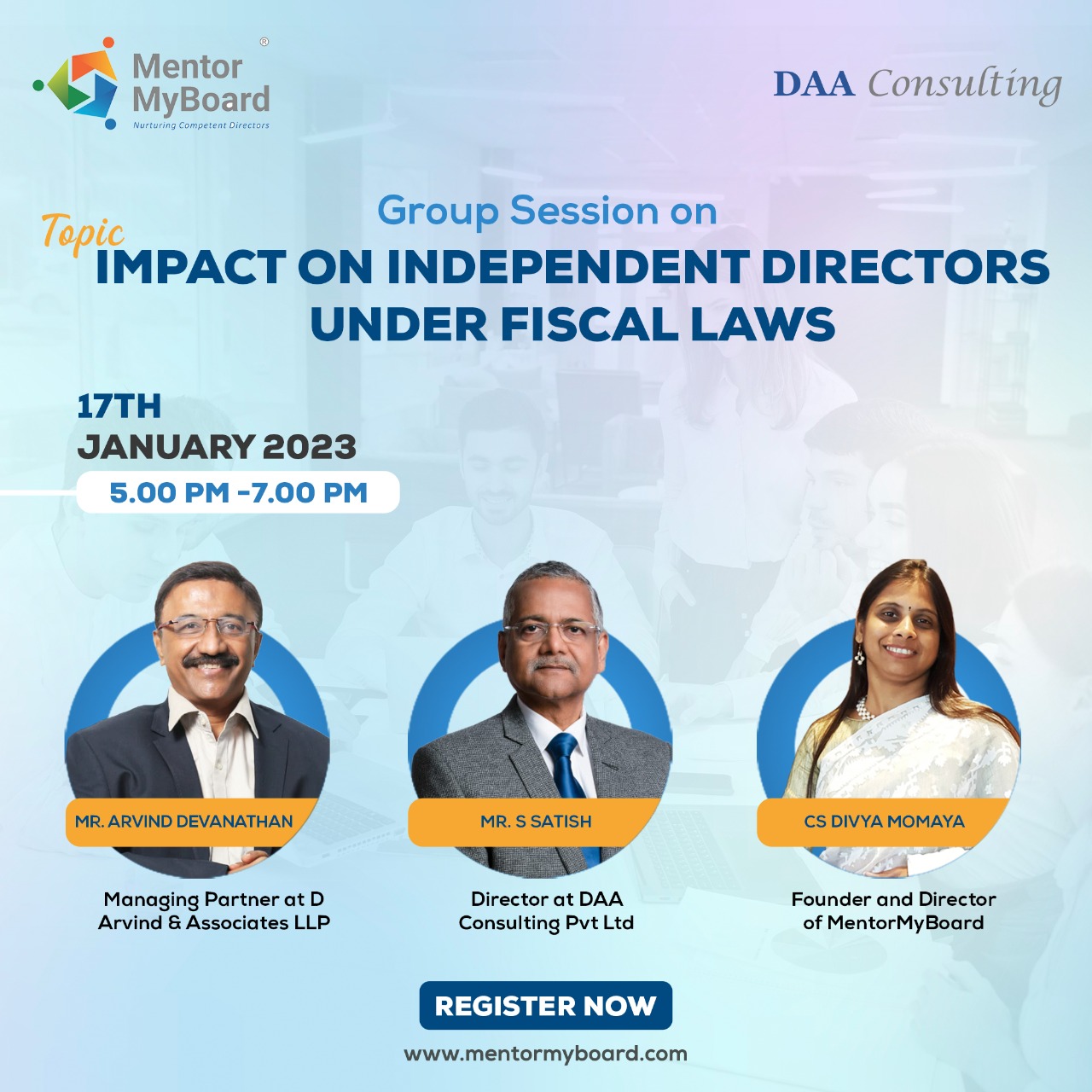 Mentor my Board_D Arvind & Satish S speaking on Impact of Fiscal Laws on Independent Directors
